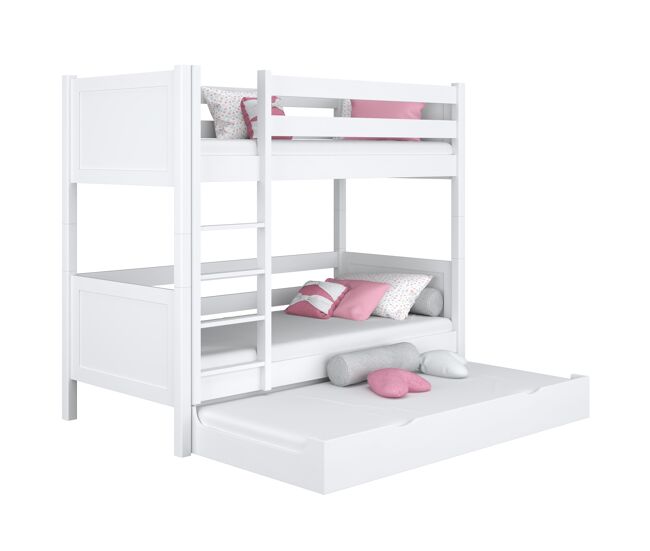 Litera de madera con cajón para colchón n02 blanco