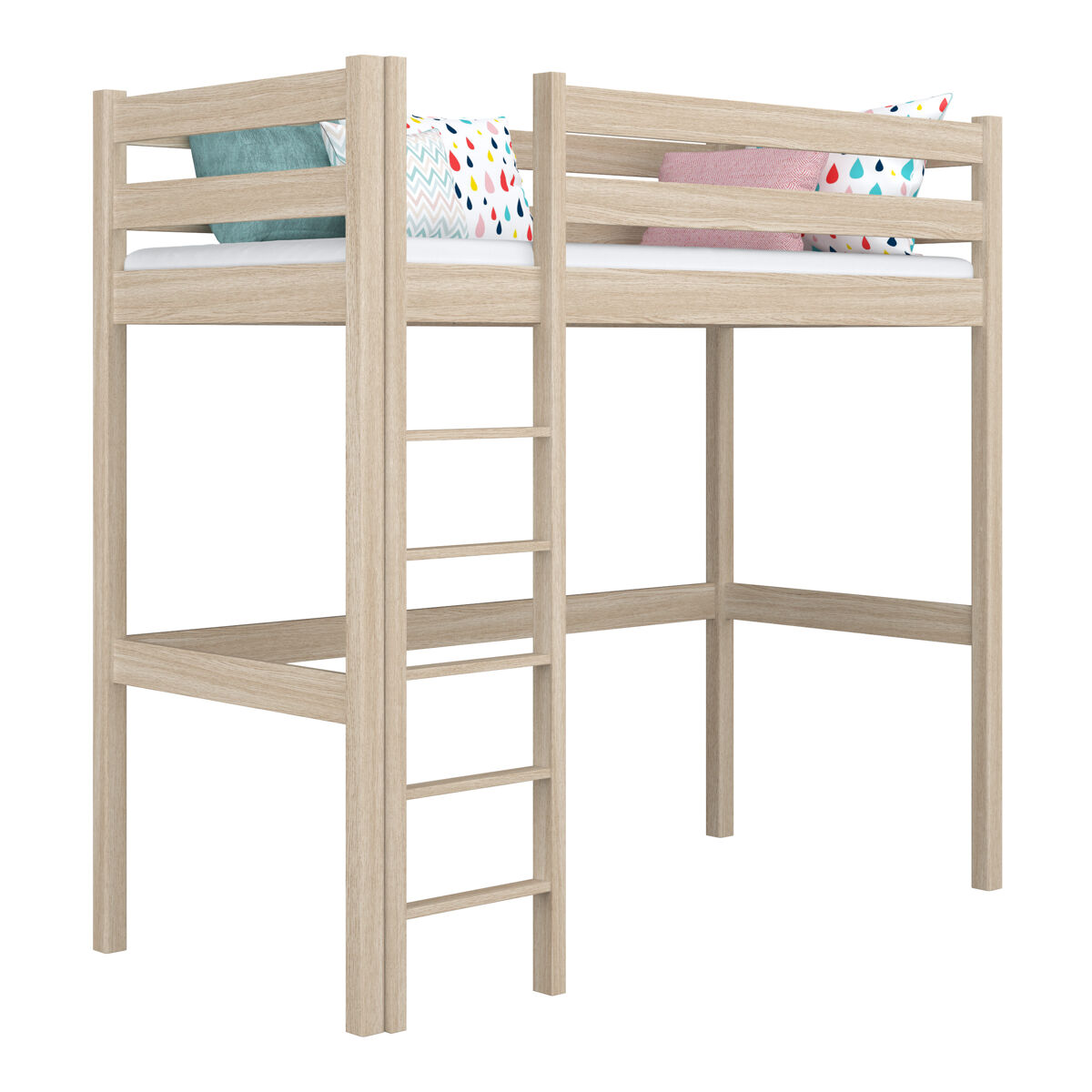 Cama alta de roble n05 roble blanqueado
