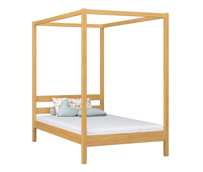 Cama individual de madera con dosel n01 pino natural