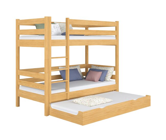 Litera de madera con cajón para colchón n01 pino natural