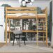 Cama alta de madera con escritorio N03 80x180 Cama alta de madera con escritorio N03 80x180 Pino