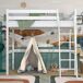Cama alta de madera N03 90x200 Cama alta de madera N03 90x200 Blanco/ Gris