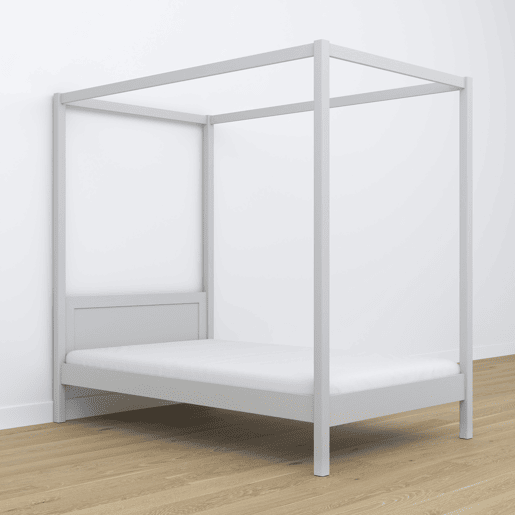 Cama individual de madeira com dossel N02 cinza