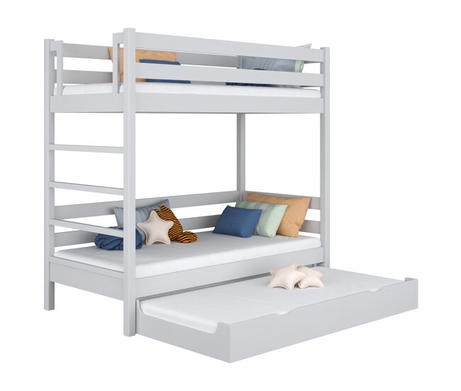 Litera de madera con cajón para colchón n03 gris