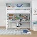 Cama alta de madera con escritorio N01 80x200 Cama alta de madera con escritorio N01 80x200 Blanco/ Gris