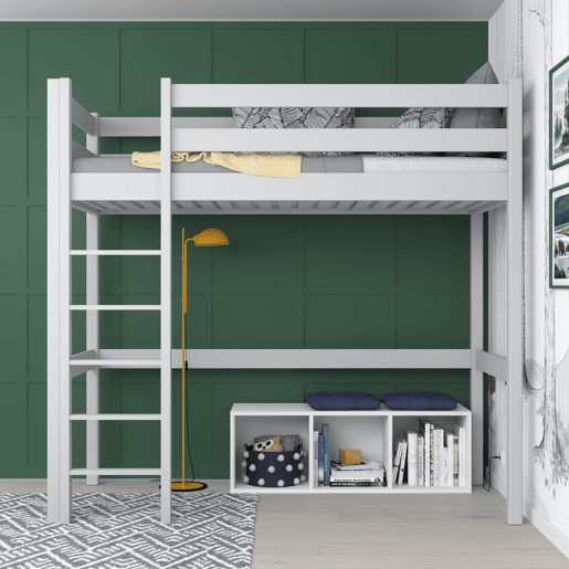 Cama alta de madeira N05 cinza