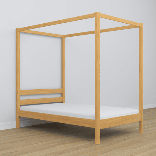 Cama individual de madeira com dossel N01 pinho natural