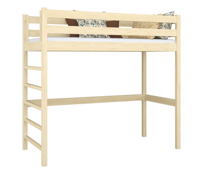 Cama alta de madera n01 pino incoloro