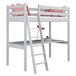 Cama alta de madera con escritorio N03 120x200 Cama alta de madera con escritorio N03 120x200 Blanco/ Gris