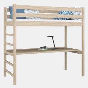 Cama mezzanine de carvalho com secretária N01 carvalho branqueado