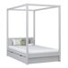 Cama individual de madera con dosel y cajón N02 120x190 Cama individual de madera con dosel y cajón N02 120x190 Blanco/ Gris