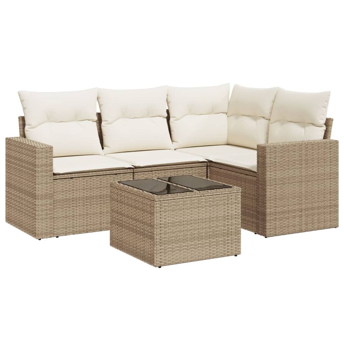 Conjunto de jardín relax diseño modular 5 piezas + cojines beige