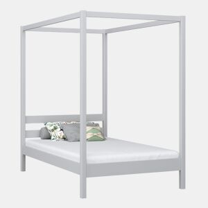 Cama individual de madeira com dossel N01 cinza