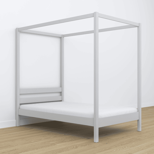 Cama individual de madeira com dossel N01 cinza