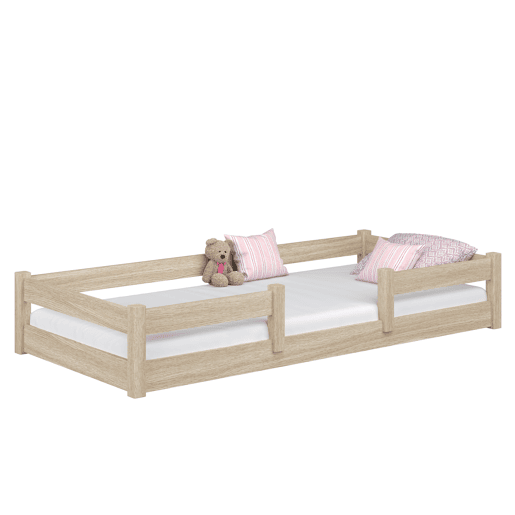 Cama baixa de carvalho N01 carvalho branqueado