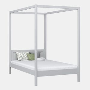 Cama individual de madeira com dossel N02 cinza