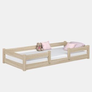 Cama baixa de carvalho N01 carvalho branqueado