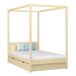 Cama individual de madera con dosel y cajón N02 100x180 Cama individual de madera con dosel y cajón N02 100x180 Pino