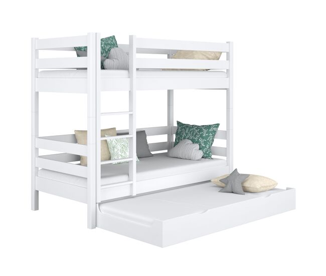 Litera de madera con cajón para colchón n01 blanco