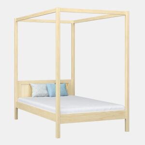 Cama individual de madeira com dossel N02 pinho incolor