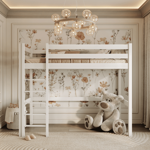 Cama alta de madeira N05 branco Cama alta de madeira N05 branco