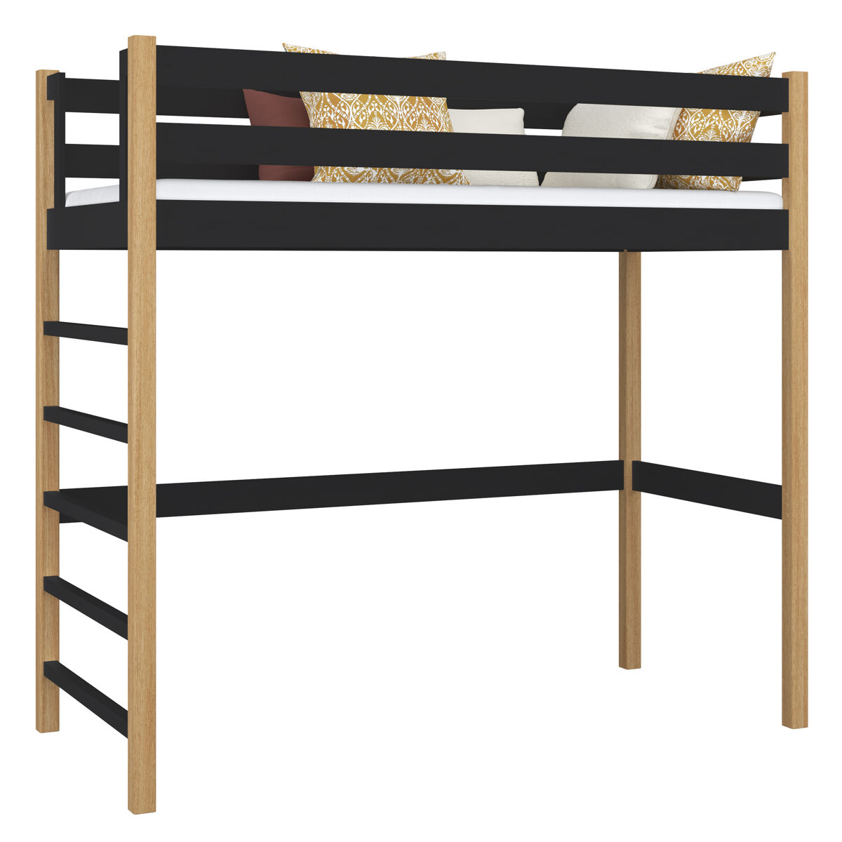 Cama alta de madera N01 120x190