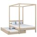 Cama individual de roble con dosel y cajón para colchón adicional N01 90x180 Cama individual de roble con dosel y cajón para colchón adicional N01 90x180 Roble