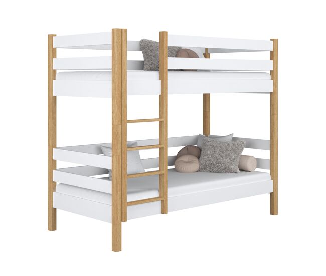 Litera de madera n01 blanco / roble