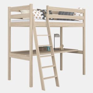 Cama mezzanine de carvalho com secretária N03 carvalho branqueado