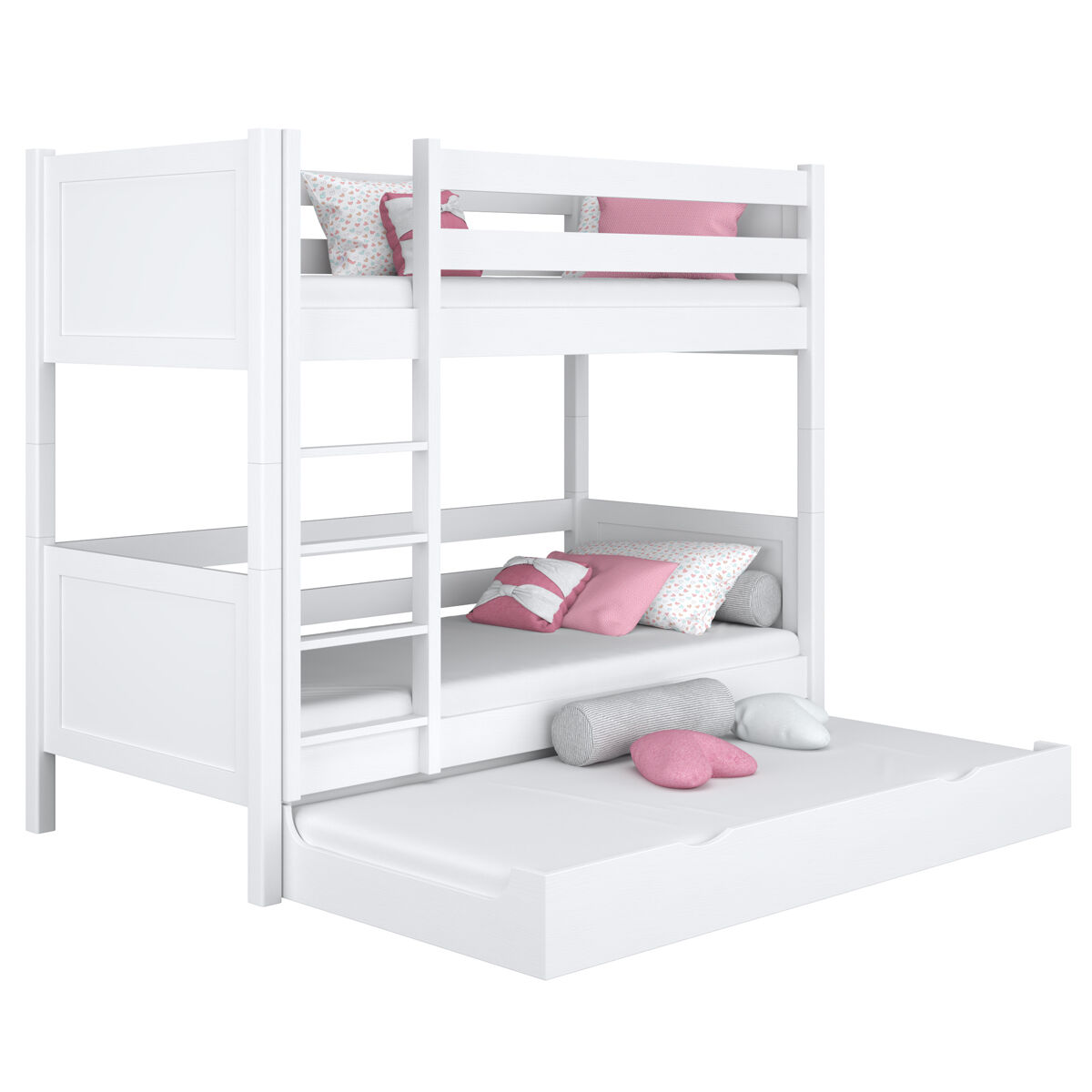 Litera de madera con cajón para colchón n02 blanco