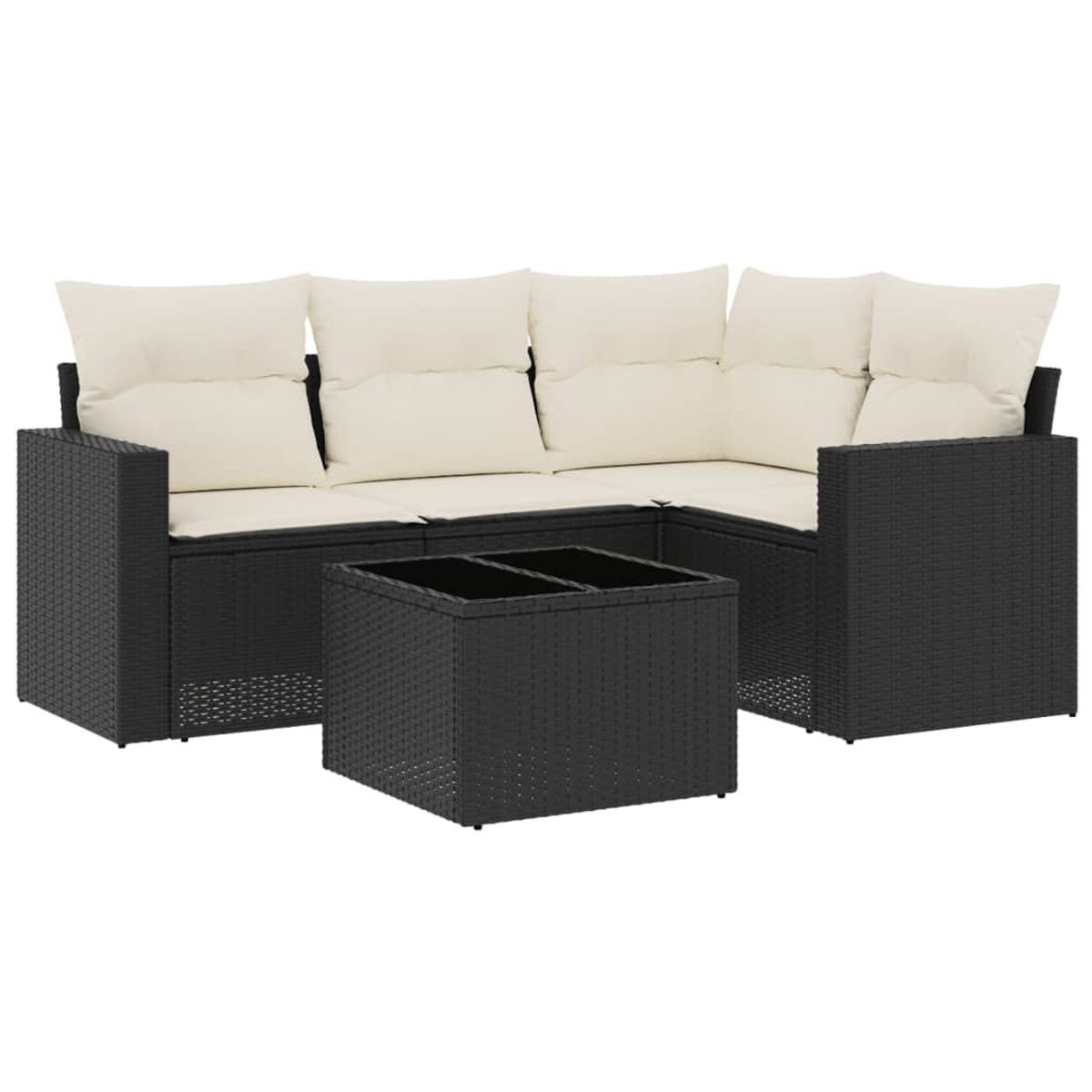Conjunto de jardín relax diseño modular 5 piezas + cojines negro/crema