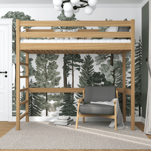 Cama mezzanine de carvalho N01 carvalho natural