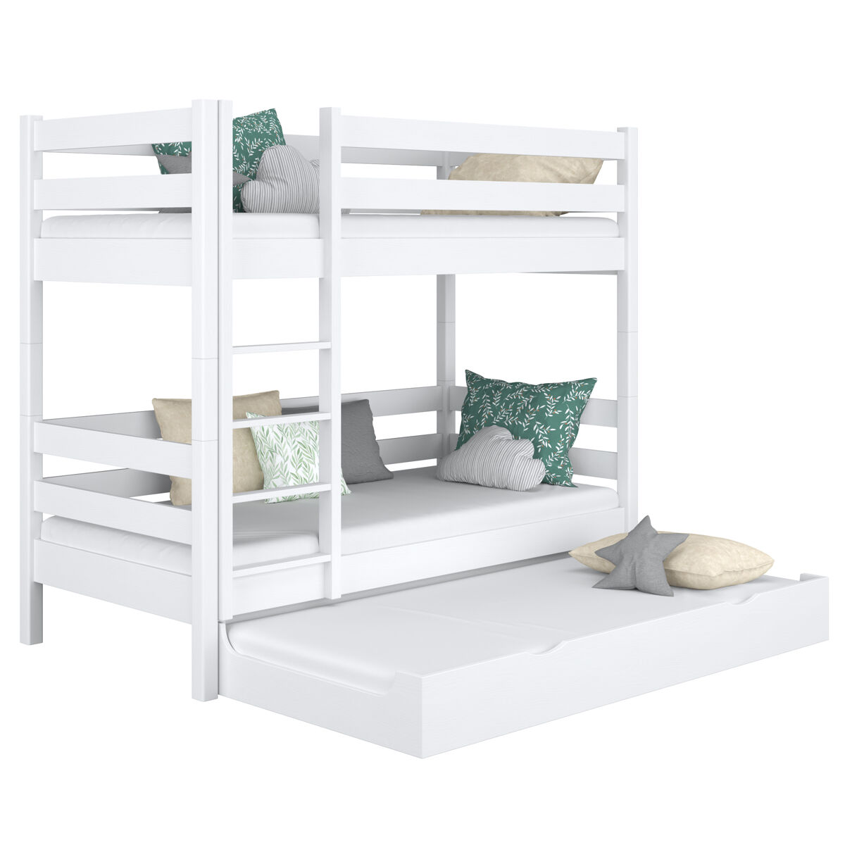 Litera de madera con cajón para colchón n01 blanco