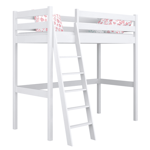 Cama alta de madeira N03 branco