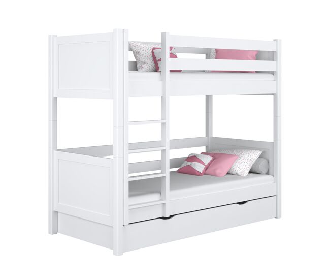 Litera de madera con cajón n02 blanco