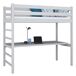 Cama alta de madera con escritorio N01 80x200 Cama alta de madera con escritorio N01 80x200 Blanco/ Gris