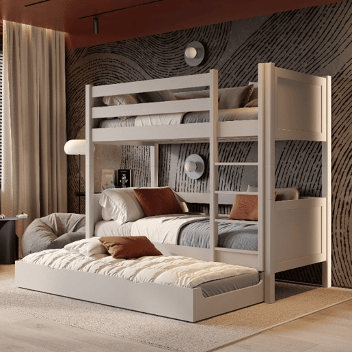 Beliche de madeira com gaveta para colchão N02 cinza