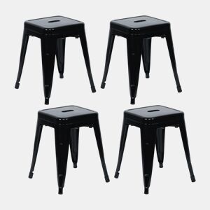 Pack 4 Bancos Baixos Industriais de Aço Thinia Home