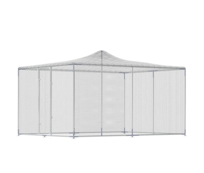 Pawhut gallinero para exterior grande, 4x3x1,97 m, 12 m², para 12-18, gallinero de acero galvanizado, puerta con doble cierre, red superior de pe,