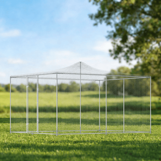 PawHut Galinheiro Grande de Exterior, 4x3x1,97 m, 12 m², para 12-18 Galinhas, Galinheiro em Aço Galvanizado, Porta com Fecho Duplo, Rede Superior em PE, Resistente às Intempéries, Walk-In, Coelheira, Prateado
