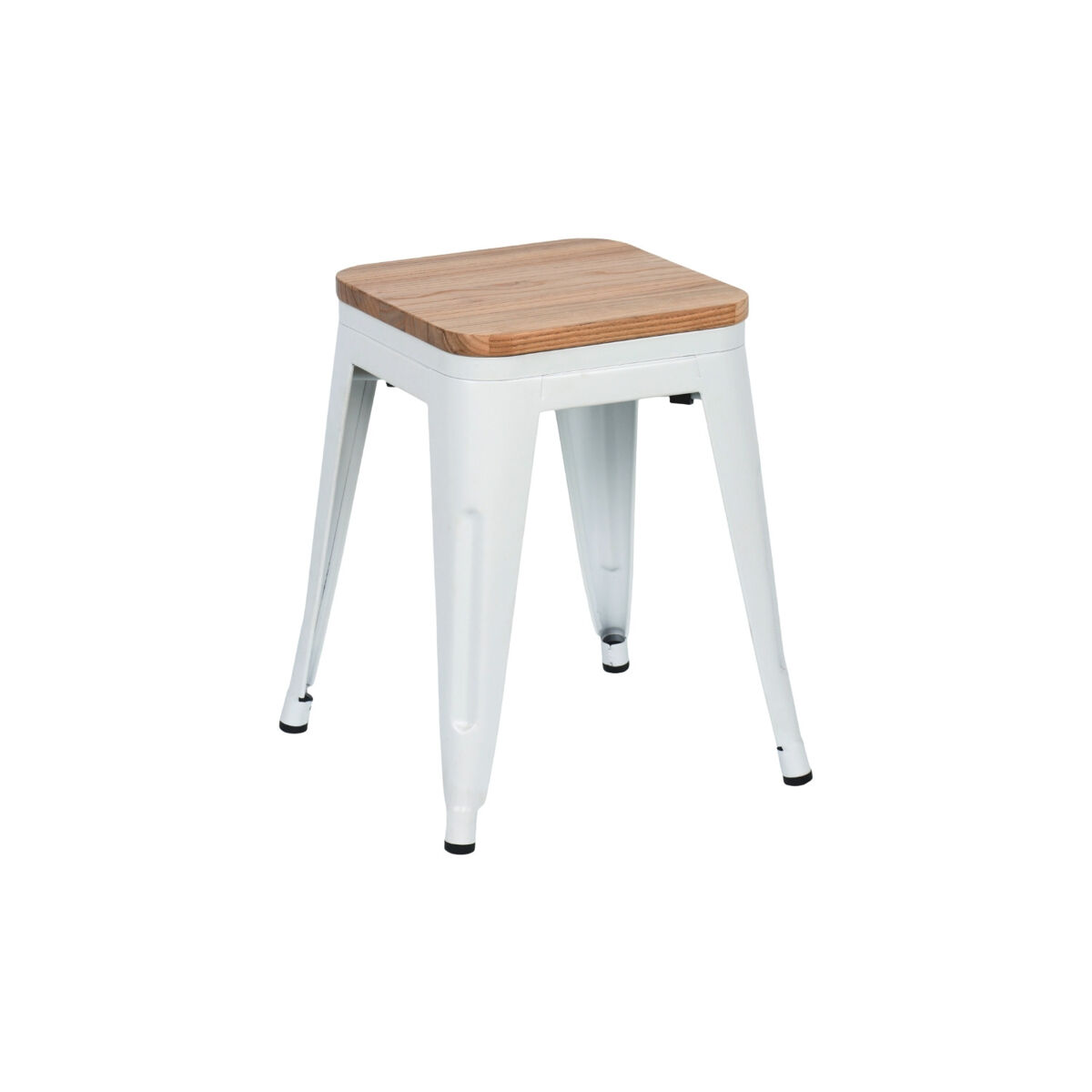 Taburete Bajo Industrial de Acero y Madera Thinia Home