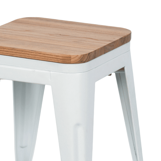 Taburete Baixo Industrial de Aço e Madeira Thinia Home