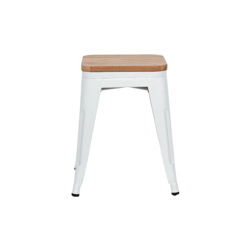 Taburete Baixo Industrial de Aço e Madeira Thinia Home