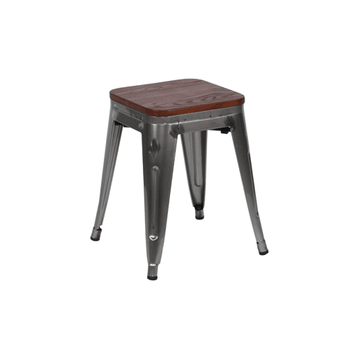 Pack 2 Bancos Baixos Industriais de Aço e Madeira Thinia Home Pack 2 Bancos Baixos Industriais de Aço e Madeira Thinia Home