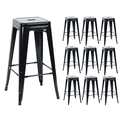Pack 10 Bancos Médios Industriais de Aço Thinia Home