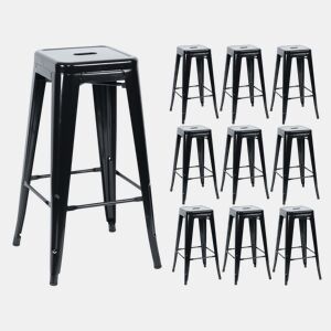 Pack 10 Bancos Médios Industriais de Aço Thinia Home