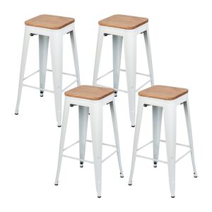 Pack 4 Bancos Médios Industriais de Aço e Madeira Thinia Home