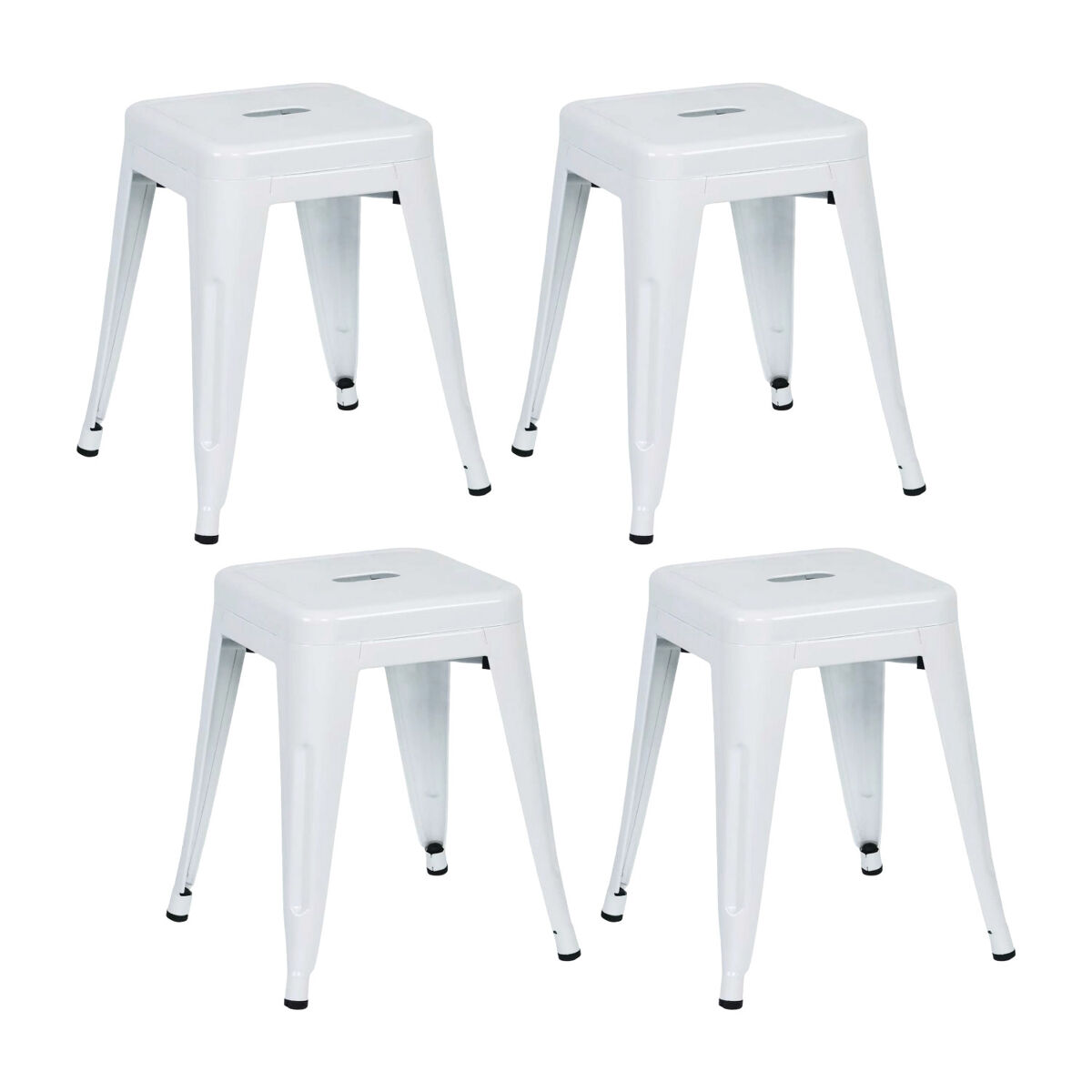 Pack 4 Taburetes Bajos Industriales de Acero Thinia Home