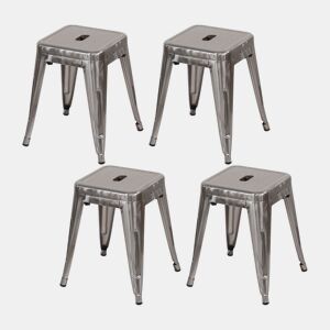 Pack 4 Bancos Baixos Industriais de Aço Thinia Home