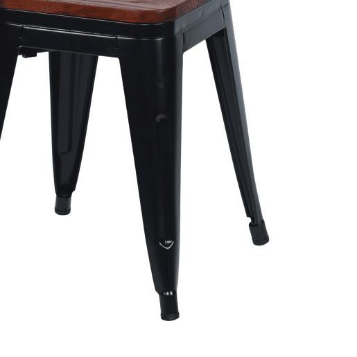 Taburete Baixo Industrial de Aço e Madeira Thinia Home
